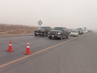 Reportan cierres parciales en tramo carretero Juárez-Ahumada por fuertes vientos