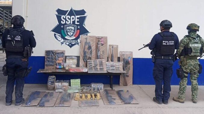 Aseguran arsenal y 5 vehículos durante fuerte operativo en Aldama