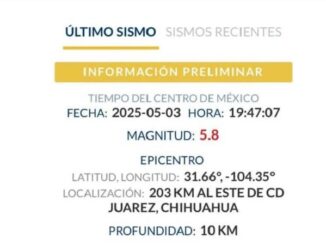 Sismo de magnitud 5.8 sacude zona este de Ciudad Juárez; se percibe en áreas residenciales