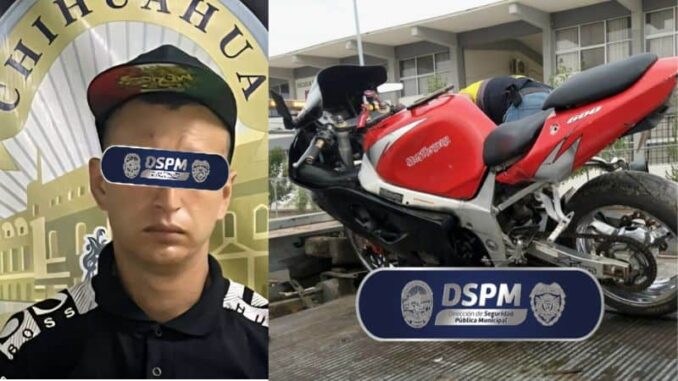 Investigadores municipales detienen a hombre en poder de motocicleta robada