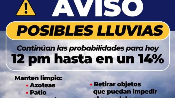 Continuarán lluvias en la capital el día de hoy