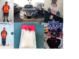 Arrestan a dos sujetos por posesión de cristal y los vinculan con robos a comercios