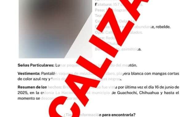 Localiza FGE a menor de edad reportada como ausente en Guachochi
