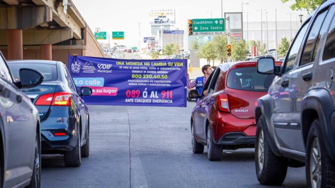 Realiza DIF Municipal crucero para informar sobre programa “La Calle No Es Su Lugar”