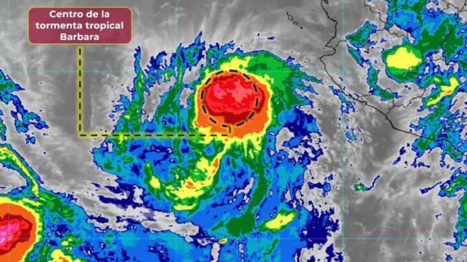 Tormenta «Barbara» propiciará intervalos de chubascos y fuertes rachas de viento en Nayarit, Jalisco y Colima