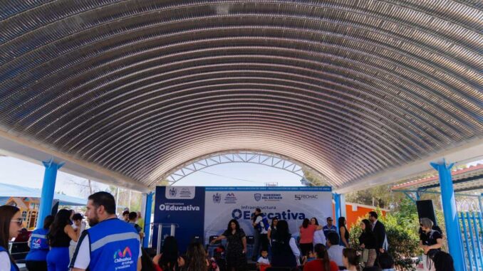 Inaugura alcalde Bonilla domo en Jardín de Niños Suave Patria