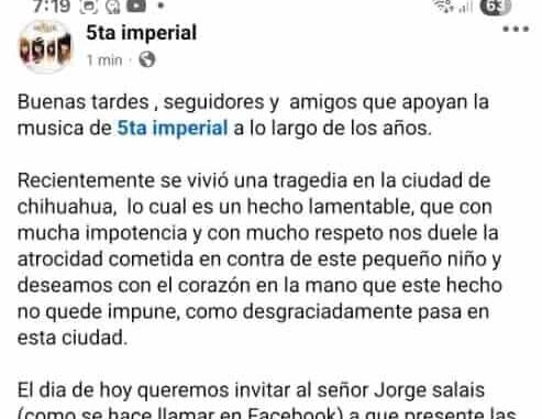 Agrupación musical desmiente cualquier vínculo con padrastro de Jasiel