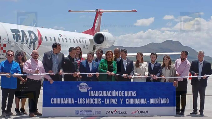 Maru Campos inaugura nuevas rutas aéreas desde Chihuahua a Querétaro y Los Mochis-La Paz