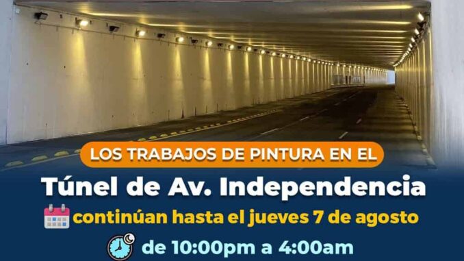 Continúa Municipio trabajos de pintura en túnel de la avenida Independencia