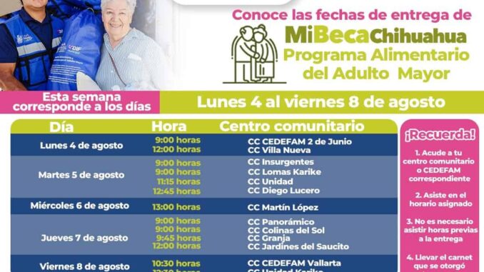 Informa DIF Municipal lugares para acudir por tu apoyo PAAM del 4 al 8 de julio