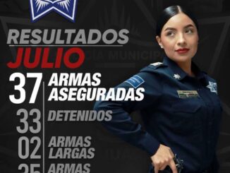 Asegura Policía Municipal 37 armas de fuego durante julio