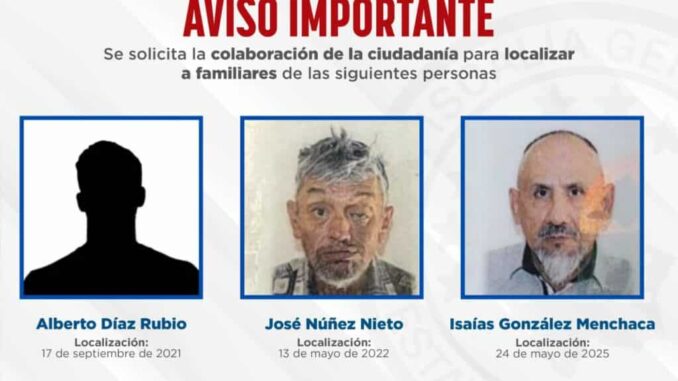 Solicita FGE apoyo para localizar a familiares de tres personas fallecidas, cuyos cuerpos se encuentran en el SEMEFO de Parral