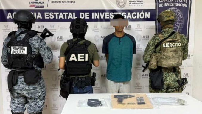 Detiene AEI a sujeto en posesión de arma de fuego y marihuana en Ciudad Juárez