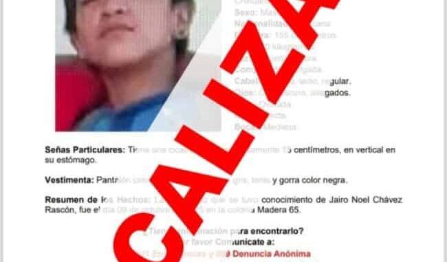 Localizan a joven reportado ausente de la colonia Madera 65