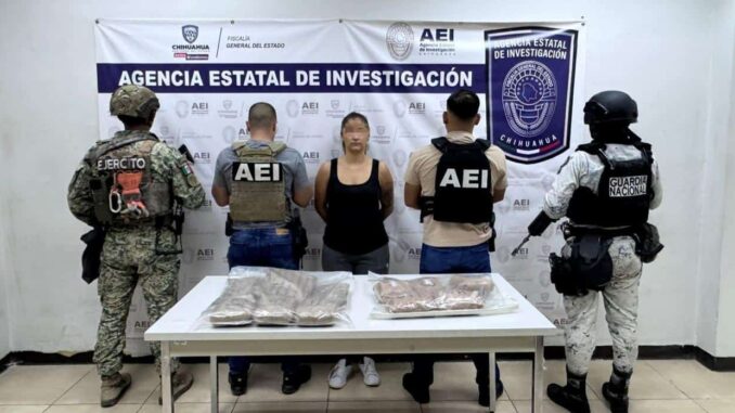 Detienen a mujer con casi 12 kilos de cristal y fentanilo en Juárez