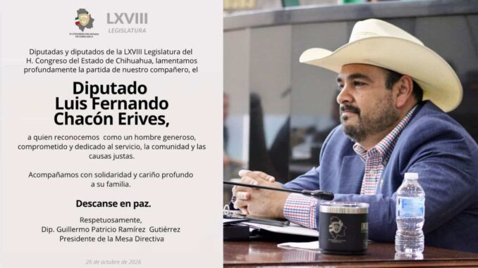 Fallece Luis Fernando Chacón Erives, diputado local del PRI y exalcalde de Guerrero