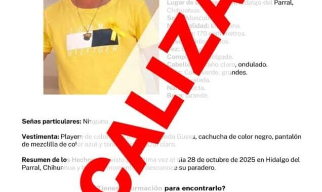 Localiza FGE a masculino con reporte de ausencia en Parral