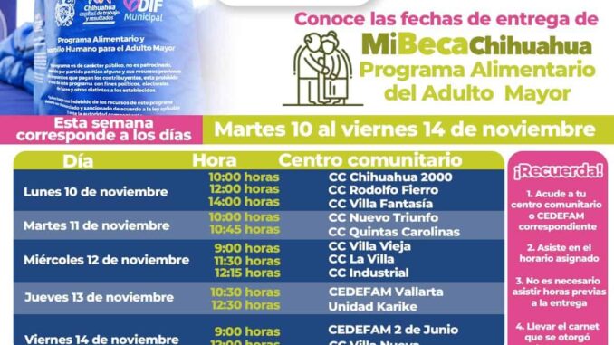 No olvides tu apoyo PAAM, informa DIF Municipal a dónde acudir del 10 al 14 de noviembre