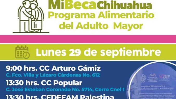 Informa DIF Municipal a dónde ir por tu apoyo PAAM este lunes 29 de septiembre