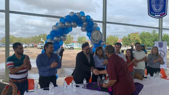 Presente GOECHI en arranque del ciclo escolar 2025-2026 en escuela secundaria de Nuevo Casas Grandes