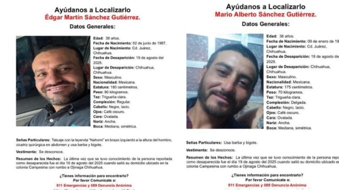 Buscan a dos hermanos que desaparecieron en trayecto a Ojinaga