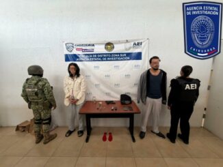 Detiene FDZS a pareja tras cateo en el que se aseguraron armas y droga