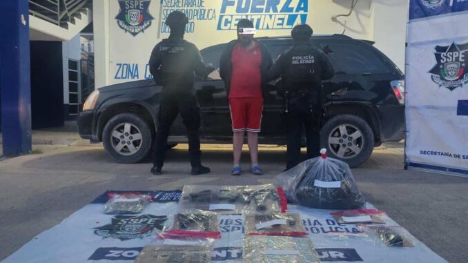 Aseguran a vendedor de drogas y armamento en Ojinaga
