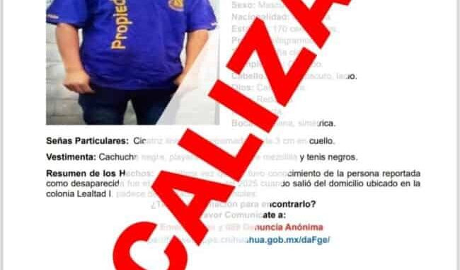 Localizan a masculino con reporte de ausencia interpuesto en diciembre de 2025