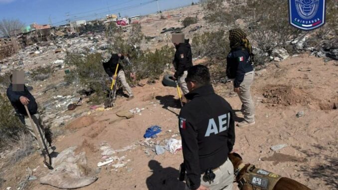 Localiza FGE osamenta durante rastreo en Portal del Roble en Cd. Juárez