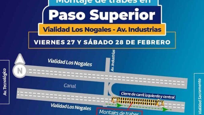 ¡Precaución! Reducirán carriles en vialidad Los Nogales por montaje de trabes del Paso Superior