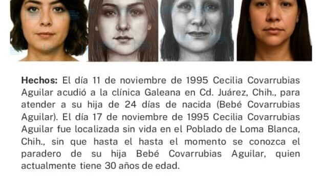 Mantiene CLB vigentes las acciones para localizar a bebé de apellidos Covarrubias Aguilar desaparecido en 1995