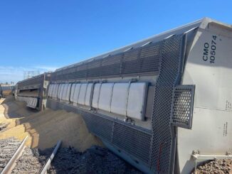Tren cargado de granos descarrila en Culiacán