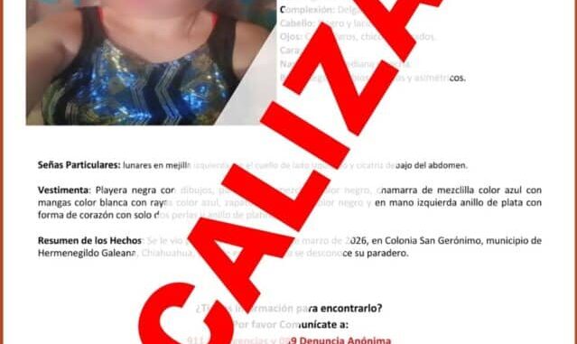 Localiza AEI en Chihuahua a mujer reportada desaparecida en Galeana