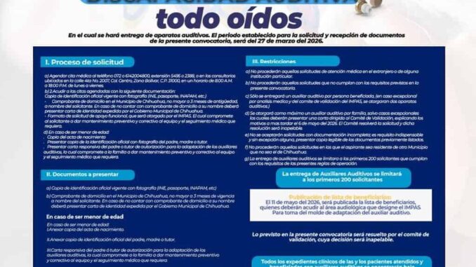 Recuerda Municipio convocatoria “Todo Oídos” para apoyo con aparatos auditivos