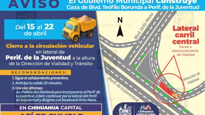 ¡Alerta Vial! Cerrarán circulación en tramo de lateral del periférico por modernización de línea de agua potable