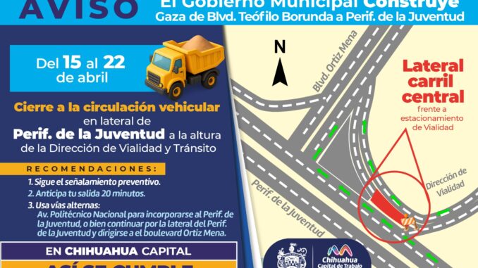 Cerrarán lateral del Juventud a la altura de Vialidad por modernización de tubería de agua potable