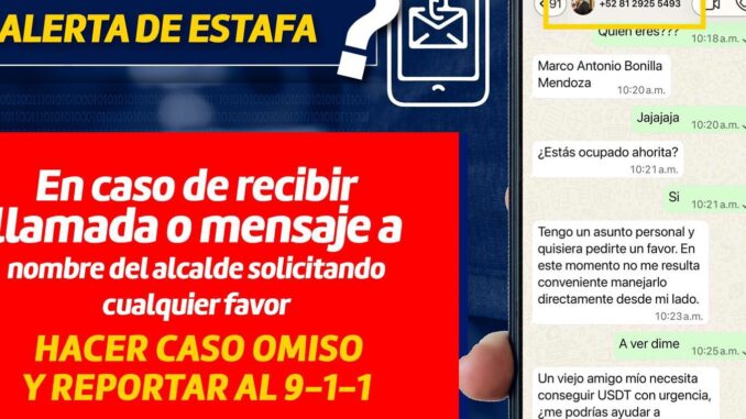 Advierte Gobierno Municipal sobre números falsos que suplantan al alcalde Marco Bonilla