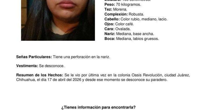 Encuentran a menor de 16 años reportada como desaparecida en División del Norte