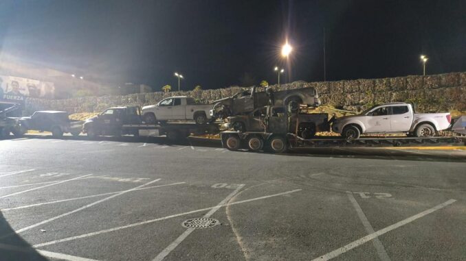 Aseguran cinco vehículos en Aldama; dos se hallaron calcinados 