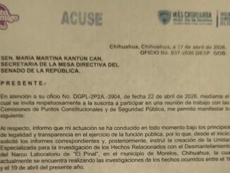 Maru Campos declina participar en reunión de trabajo en el Senado para no comprometer investigaciones en curso
