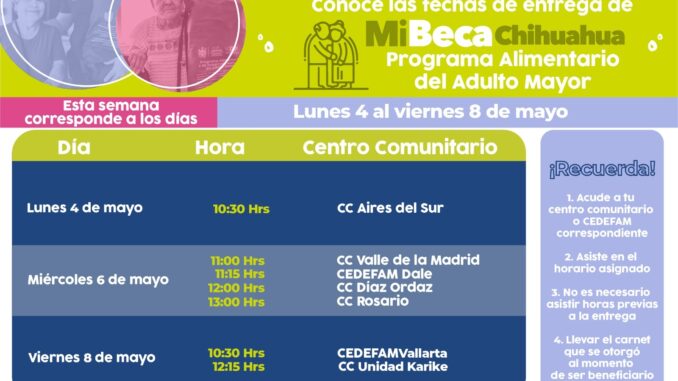 ¡Que no se te pase tu entrega del PAAM!, conoce los horarios correspondientes del 4 al 8 de mayo