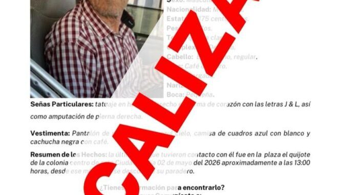 Localizan en Durango a masculino con reporte de ausencia en Parral