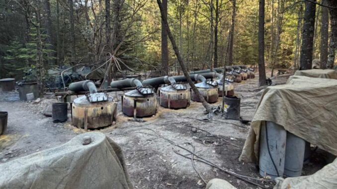 Informa la FGR aseguramiento 50 toneladas de precursores químicos y más de 2000 litros de metanfetamina en narcolaboratorio
