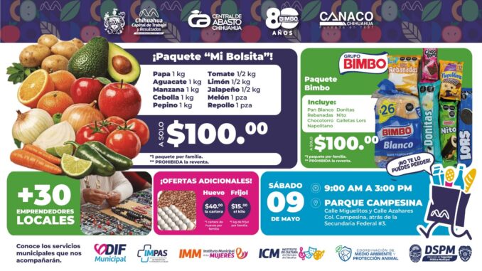 Presenta Municipio precios del “Mercadito Más Barato”; se suma Bimbo con productos a bajo costo