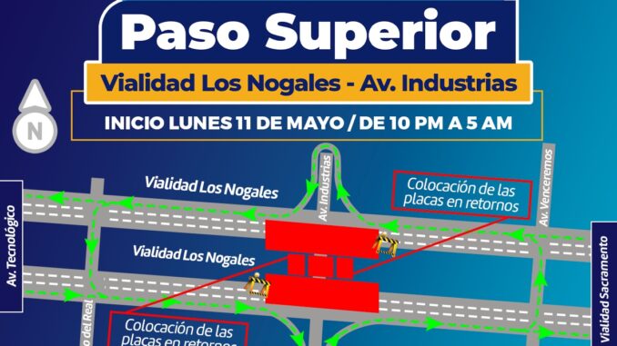 ¡Recuerda! Habrá cambios en la circulación en el cruce entre Nogales e Industrias por construcción del paso superior