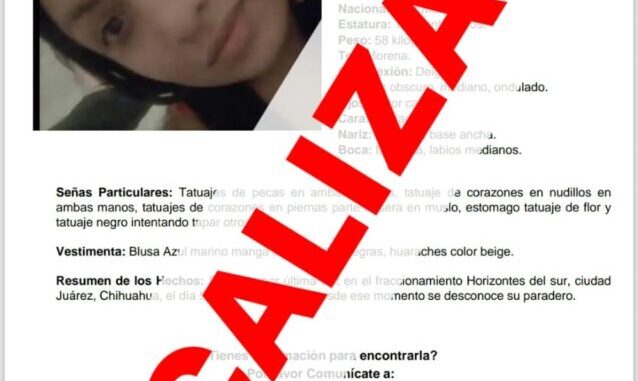 Localiza FEM en Chihuahua a mujer con reporte de ausencia en Juárez